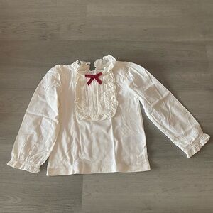 Janie and Jack White Blouse with Red Accent